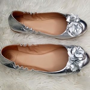 Tory Burch Silver Ballet Flat 8.5
